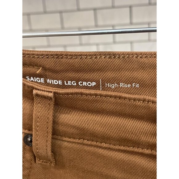 AG Jeans Pants Womens 30 Brown SaigeWide Leg High Rise Raw Hem Twill Casual - Picture 4 of 11